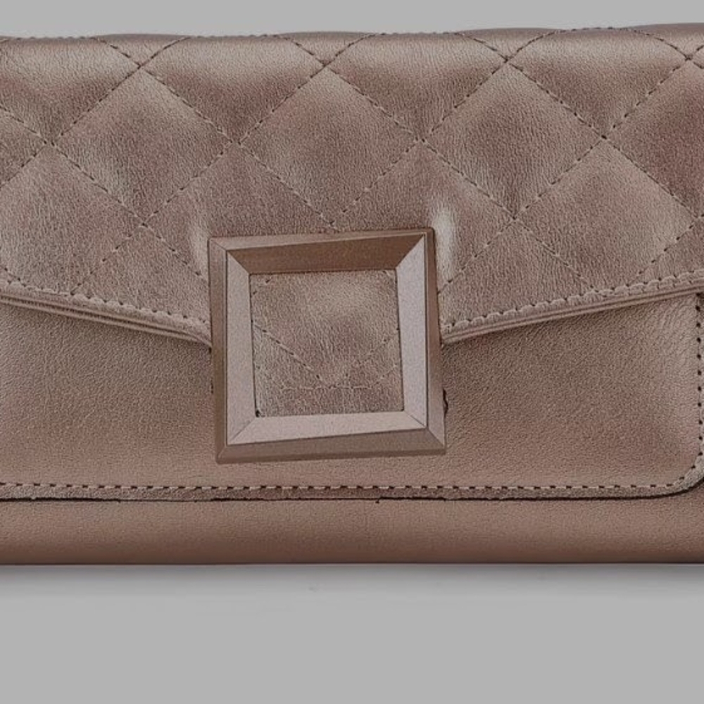 NEW Elegant Quilted Clutch in Tin Gold Color